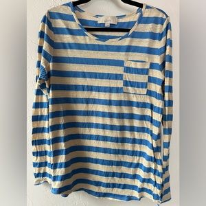 Loft Women’s top - long sleeve - blue striped L GUC